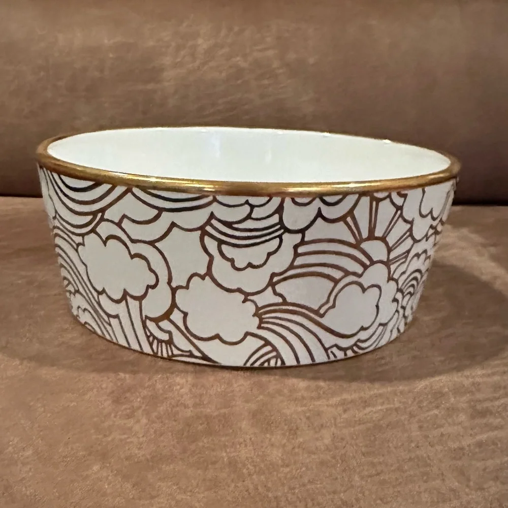 Oh Joy White and Gold Dog Bowl